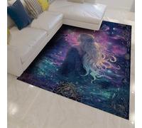 Tapis de Style Gothique Magic thème Fille et Loup et Aigle Motif Doux à Poils Ras pour Salon Chambre Cuisine Couloir 150 x 240 cm