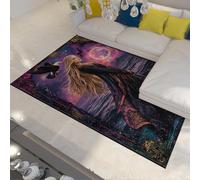 Tapis de Style Gothique Sorcière Mystique et Loup et Motif de Lune Doux rectangulaire Mince Tapis pour Salon Chambre Cuisine Couloir 80 x 120 cm
