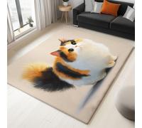 Tapis de Style Minimaliste Abricot - Lavable Tapis Portraits d'animaux Mignons Chats Imprimé à Poils Courts, Doux Antidérapant Moquette pour Chambre Salon Salle à Manger Bureau à Domicile 80 x 150 cm