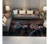 Tapis de Style Sombre Mode Animal Gorille Print Mince Lavable Facile d’Entretien Tapis Pliable pour Chambre à Coucher Adulte Jeunesse Chambre Décor 90x120cm