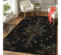 Tapis De Style Viking Nordique Totem Noeud celtique arbre de la vie Motif Durable et lavable avec dos en caoutchouc antidérapant Coussin De Canapé De Tapis De Chambre À Coucher De Salon 120x160cm