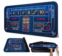 Tapis de table de craps de 177,8 x 89,9 cm - Tapis de craps en caoutchouc lisse, durable et cousu avec bords de 3 mm d'épaisseur, antidérapant, résistant à l'eau, sac de transport portable à fermeture