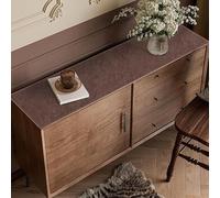 Tapis de Table Double Face en Simili Cuir, Coussin de Protection imperméable et Anti-poussière for Meuble TV, Meuble à Chaussures, Commode(Deep Brown,14x90in)