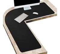 Tapis de table en forme de L,110x110x40cm, pu tapis de souris en cuir pour les jeux, le travail, l'écriture,comouter,ordinateur portable, table,bureau et maison antidérapant coin table pad - noir