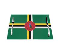 Tapis de table en PVC tissé avec drapeau du Commonwealth de la Dominique - 45,7 x 30,5 cm - Antidérapant