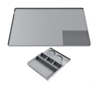 Tapis de tampage en silicone pour machine à café, plateau de protection pour comptoir avec poignée d'angle pliable (gris)
