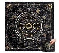 Tapis de Tarot en Velours 75x75 cm - Nappe d'Autel pour Tirage de Cartes, Oracle Divinatoire et Pendule - Tapis de Divination Doux avec Bordure Découpée au Laser, Motif Carte du Ciel