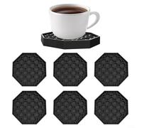 Tapis de tasse à café hexagonal antidérapant en silicone avec plateau d'égouttement pour protéger les tables de la chaleur, des rayures et de l'accumulation d'humidité