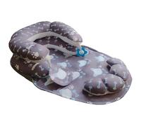 Tapis de temps pour bébé, oreiller pour le ventre de bébé et support assis, support doux et mignon pour assis avec jouets dentition miroir pour tout-petits 0 à 6 mois, gris, tapis je