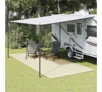 Tapis de tente crème 5,5 x 2,5 m, tissu polyester PVC robuste pour camping et extérieur, respirant, antidérapant, pliable, idéal comme tapis de sol