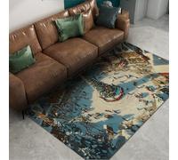 Tapis de Terrain sur Le thème de Noël, Tapis antidérapants à Poils Bas, Sapin de Noël Lavable, Foule, bâtiments enneigés, Moquette pour Chambre, Salon, Salon 180x270cm