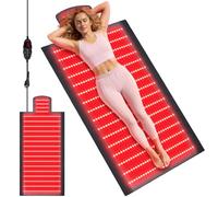 Tapis de thérapie par lumière rouge double 520 LED, couverture de thérapie par lumière rouge, LED 2 en 1 (660 nm et 850 nm), cuir de qualité supérieure, minuterie et intensité réglables