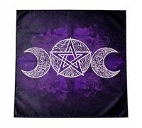 Tapis de tirage Tarot 49 x 49 cm - Pentacles Violets - Symbole Mystique- Support pour Cartes, Oracle et Runes - Fond Noir Constellations dorées