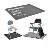 Tapis de toilette anti-fuite en silicone, conçu pour la stabilité et facile à utiliser sous les sièges de toilette surélevés ou les chaises percées (60 x 60 cm, noir)