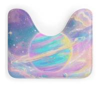 Tapis de toilette arc-en-ciel galaxie en forme de U - Tapis de bain ultra doux super absorbant avec dos antidérapant, séchage rapide, lavable pour base de toilette ovale, convient à la plupart des