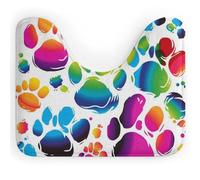 Tapis de toilette coloré en forme de U avec motif empreintes de pattes de chien - Tapis de bain ultra doux super absorbant avec dos antidérapant, séchage rapide, lavable pour base de toilettes ovales