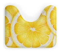 Tapis de toilette en forme de U à motif tranche de citron - Tapis de bain ultra doux super absorbant avec dos antidérapant, séchage rapide, lavable pour la plupart des salles de bains