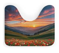 Tapis de toilette en forme de U avec dos antidérapant, séchage rapide, lavable, convient à la plupart des salles de bains, motif nuage et coucher de soleil