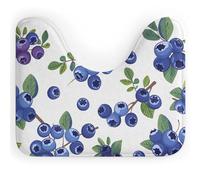 Tapis de toilette en forme de U avec motif myrtilles et feuilles, ultra doux, super absorbant, avec dos antidérapant, séchage rapide, lavable, convient à la plupart des salles de bains