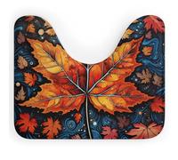 Tapis de toilette en forme de U, lavable, antidérapant, contour de salle de bain, motif feuilles d'érable jaunes, séchage rapide, polaire corail, tapis de sol absorbant et doux, ultra-fin, 40 x 50 c