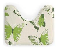 Tapis de toilette ultra doux et super absorbant avec dos antidérapant, séchage rapide, lavable pour la plupart des salles de bain, motif papillon vert citron