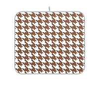 Tapis de vaisselle classique marron blanc pied-de-poule kaki accessoires de cuisine pour le séchage du comptoir de cuisine mat lavable en machine 40,6 x 45,7 cm
