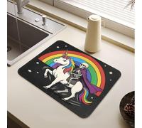 Tapis de vaisselle Halloween - Costume de faucheuse à cornes | Tapis de séchage rembourré facile à nettoyer pour comptoir de cuisine