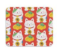 Tapis de vaisselle japonais en forme de chat porte-bonheur rouge avec égouttoir - Résistant à la chaleur - Absorbant - Tapis de terre de diatomée - Gadgets de cuisine - 60 x 50 cm