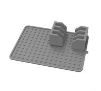 Tapis de vidange en silicone avec support intégré - Solution pratique pour sécher la vaisselle dans n'importe quelle cuisine - Gris