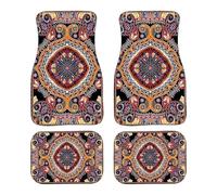 Tapis de voiture bohème - 4 tapis antidérapants robustes, décoration de voiture bohème | Accessoires Boho, Design persan turc, ajustement universel rétro temps pour voitures SUV camion, Auto