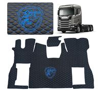 Tapis de voiture compatible SCANIA S, siège passager non rembourré (matériau noir, fils bleus)