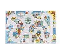 Janod - Tapis Voiture Enfant - Thème Ville - Doux & Anti-dérapant - Motif Urbain - Tapis de Jeux Chambre Fille & Garçon - 120 x 78cm - Lavable à la Main - A partir de 2 Ans - J05910