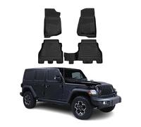 Tapis de voiture en caoutchouc compatible avec Jeep Wrangler Rubicon 2017-2022 - Tapis 3D étanche antidérapant en caoutchouc - Noir