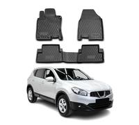 Tapis de voiture en caoutchouc compatible avec Nissan Qashqai J10 2007-2014 - Tapis 3D étanche antidérapant en caoutchouc - Noir