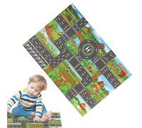 Tapis de voiture en nylon - 83 x 57 cm - Tapis de jeu routier - Tapis de jeu éducatif pour voiture - Carte interactive de la circulation et du stationnement - Matériau en nylon - Tapis d'apprentissage