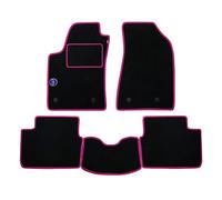 Tapis de Voiture fabriqué pour Fiat UNO de 01 à 1983 Noir et Fuchsia avec Marque antidérapante sur Mesure résistante