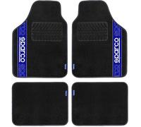 Tapis de voiture - SPARCO - Jeu de 4 - Tissu noir - Antidérapant - Talonnette renforcée