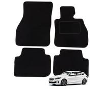 Tapis de voiture sur mesure pour BMW Série 1 2018-2024 F40, ensemble de 4 tapis de sol, noir avec bordure noire avec coussinets en velcro