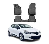Tapis de voiture toutes saisons - Compatible avec Renault Clio IV 2012-2016 - Ajustement 3D - Bords hauts - En caoutchouc - Toutes saisons - Noir