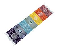 Tapis de yoga 7 chakras. 100 % coton. Fabriqué à la main en Inde. Produit parfait pour les studios de yoga ou la méditation. Dimensions : 60 x 200 cm.