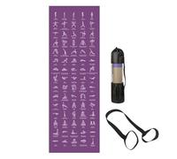 Tapis De Yoga Antidérapant 173x61cm Avec Illustrations Postures | Tapis De Sport & Pilates Double Face En PVC 4mm | Équipement D'Éveil & Fitness Avec Sac De Rangement