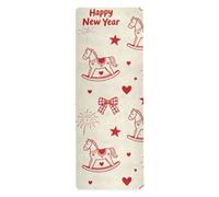 Tapis de yoga antidérapant avec motif carrousel rouge de dessin animé Happy New Year 1 mm pour pilates imprimé, antidérapant, chaud tapis de yoga serviette et sac 180,3 x 66 cm