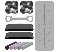 Tapis de Yoga Antidérapant et Epais，Tapis de Gymnastique avec Repères d’Alignement du Corps，TPE Tapis de Sport,Tapis d'Exercice pour Pilates Fitness Méditation Entraînement，Yoga Mat，183 x 68cm，Gris