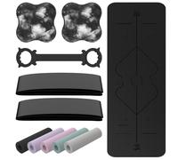 Tapis de Yoga Antidérapant et Epais，Tapis de Gymnastique avec Repères d’Alignement du Corps，TPE Tapis de Sport,Tapis d'Exercice pour Pilates Fitness Méditation Entraînement，Yoga Mat，183 x 68cm，Noir