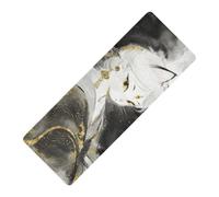 Tapis de yoga antidérapant pour homme Motif chat et démon Noir 1 mm d'épaisseur 1 mm avec sac de transport pour tapis de yoga 180,3 x 66 cm