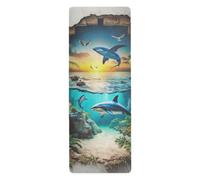 Tapis de yoga avec trou 3D - Motif requin - Motif mur blanc - Pour la salle de sport - Antidérapant - Avec sacs - 180,3 x 66 cm