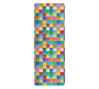 Tapis de yoga en bloc de verre coloré avec housse de 1 mm pour entraînements au sol imprimés, antidérapant, tapis de yoga chaud, antidérapant avec sac pour le transport, 180,3 x 66 cm