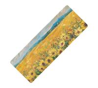 Tapis de yoga en caoutchouc naturel antidérapant Motif champ de tournesol sous la lumière du soleil 180,3 x 66 cm pour femme