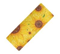 Tapis de yoga en caoutchouc naturel antidérapant pour la fête des parents Motif tournesol 1 mm d'épaisseur 180 x 66 cm