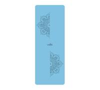 Tapis de yoga en caoutchouc naturel avec surface en cuir PU antidérapant double face(MediumBlue)